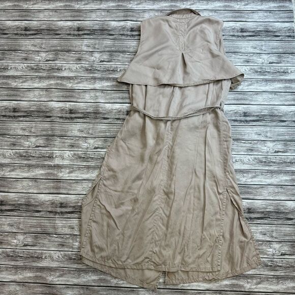 GAP Women's Open Front Safari Wrap Dress M Med Medium Tan Light Brown Khaki Tie - Picture 16 of 16